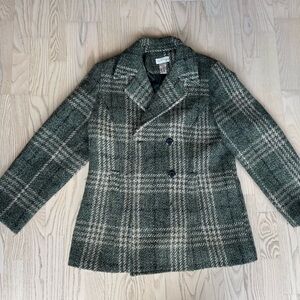 Northern Reflections Green Plaid Double-Breasted Peacoat